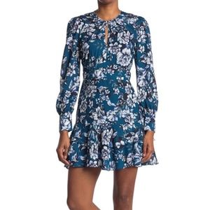 Parker Long Sleeve Keyhole Dress In Everglade Gardens NWT